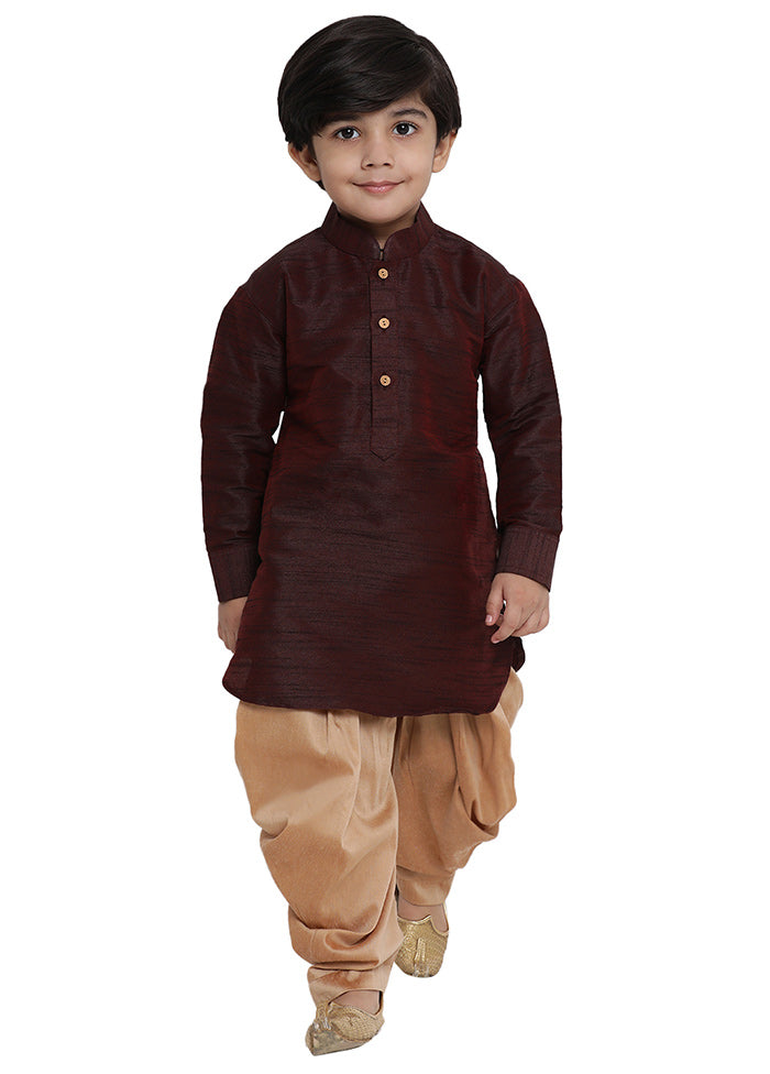 Wine Festive Silk Kurta Pajama Set - Indian Silk House Agencies