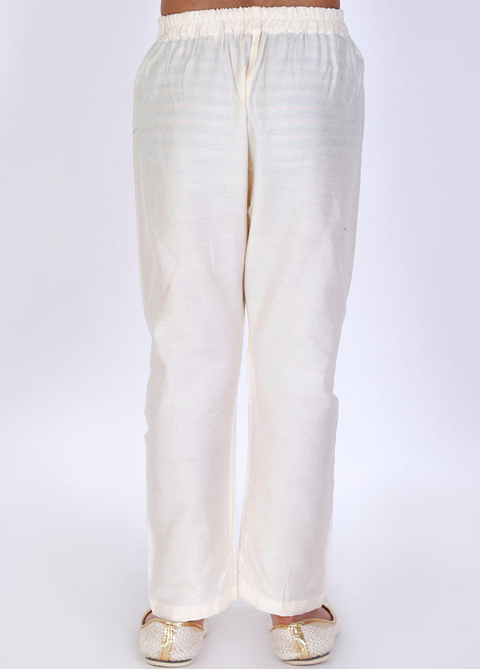 Cream Ready To Wear Silk Pant - Indian Silk House Agencies