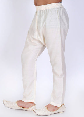 Cream Ready To Wear Silk Pant - Indian Silk House Agencies