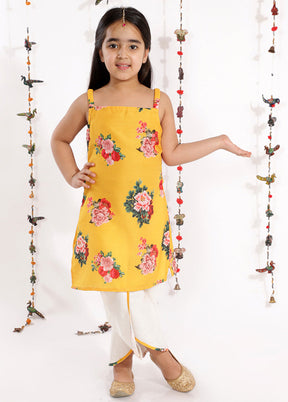 Multicolor Bright Floral Digital Printed Sleeveless Kurta With Tulip Pants - Indian Silk House Agencies