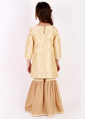 Gold Zari Buta Self Design Kurta With Sharara - Indian Silk House Agencies