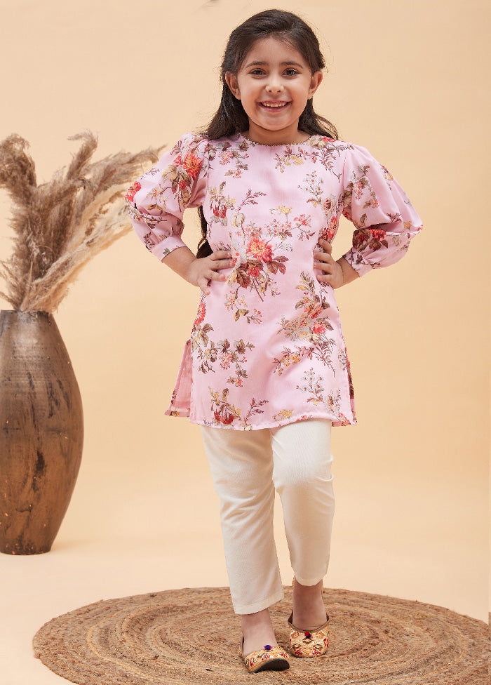 2 Pc Pink Cotton Kurti Set - Indian Silk House Agencies