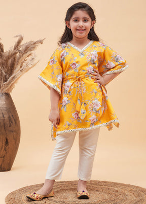 2 Pc Yellow Cotton Kaftan Set - Indian Silk House Agencies