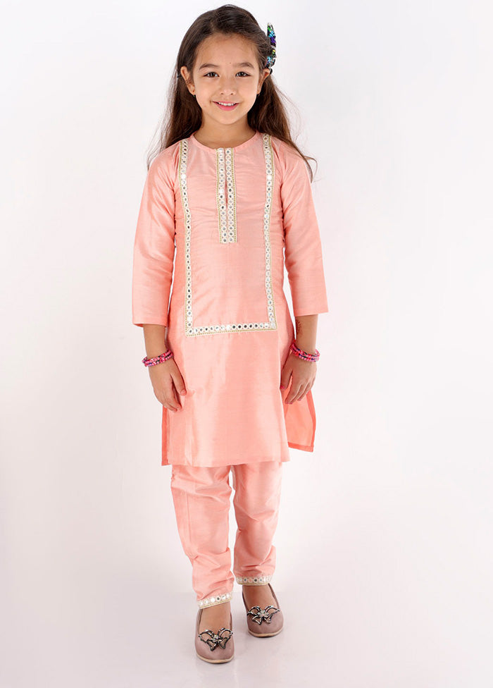 Pink Viscose Fabric Mirror Work Kurta And Pant Set - Indian Silk House Agencies