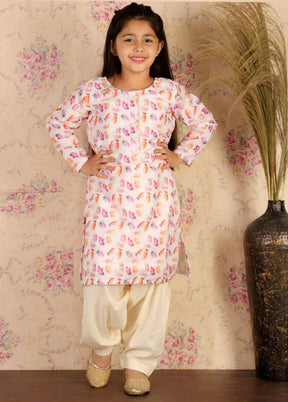 2 Pc White Cotton Kurti Set - Indian Silk House Agencies