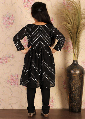 2 Pc Black Georgette Kurti Set - Indian Silk House Agencies