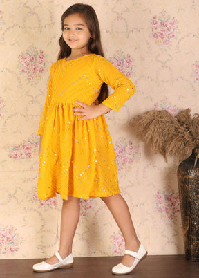 Yellow Georgette Indian Dress - Indian Silk House Agencies