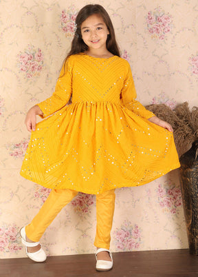 2 Pc Yellow Georgette Kurti Set - Indian Silk House Agencies