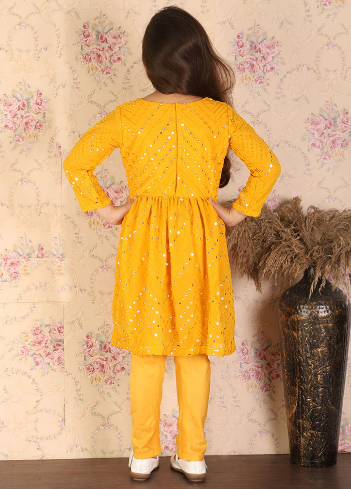 2 Pc Yellow Georgette Kurti Set - Indian Silk House Agencies