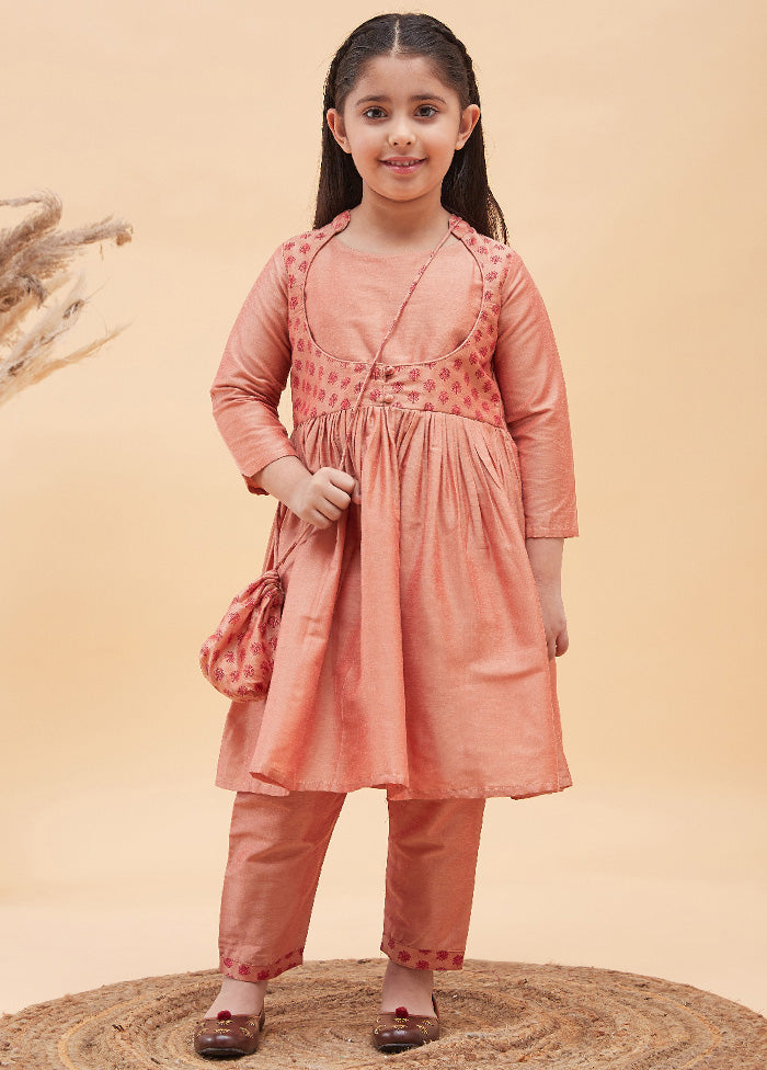 2 Pc Peach Viscose Kurti Set - Indian Silk House Agencies