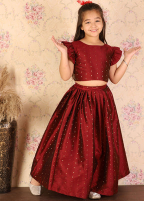 2 Pc Maroon Silk Lehenga Set - Indian Silk House Agencies