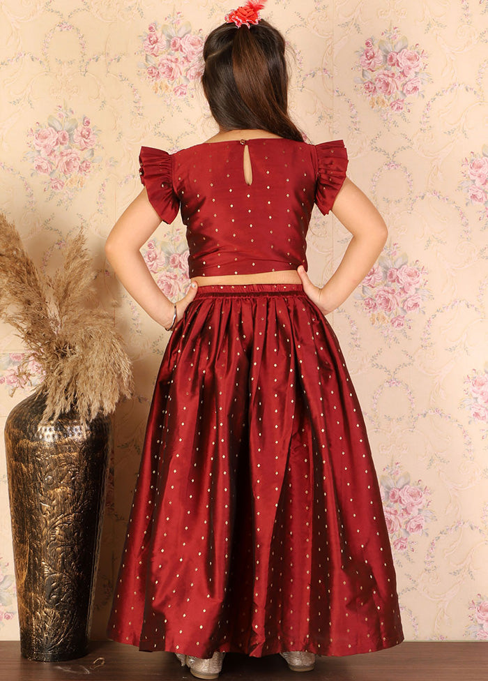 2 Pc Maroon Silk Lehenga Set - Indian Silk House Agencies