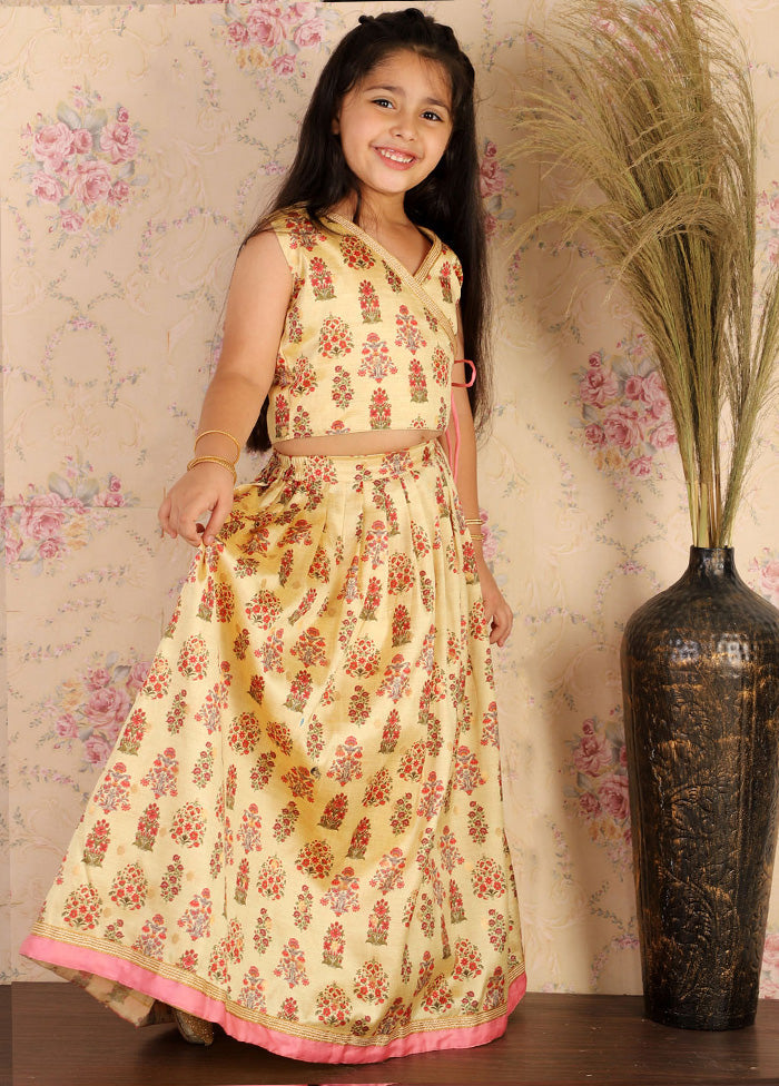 2 Pc Yellow Silk Lehenga Set - Indian Silk House Agencies