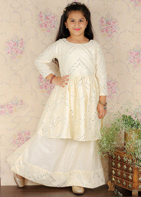 2 Pc Cream Viscose Lehenga Set - Indian Silk House Agencies