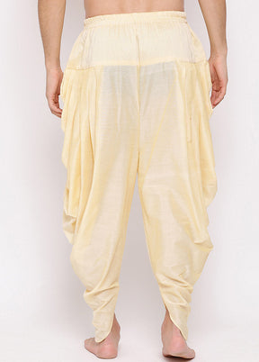 Cream Dupion Silk Solid Dhoti - Indian Silk House Agencies