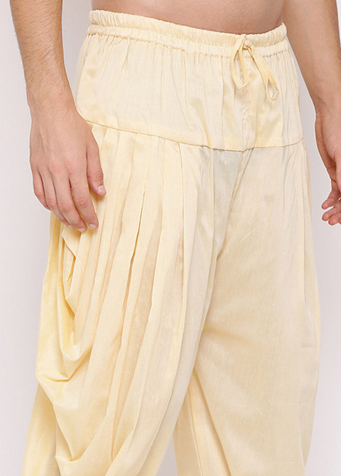 Cream Dupion Silk Solid Dhoti - Indian Silk House Agencies