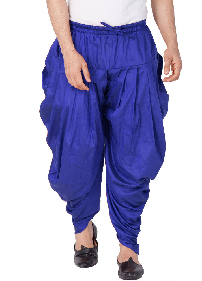 Royal Blue Cotton Solid Dhoti - Indian Silk House Agencies