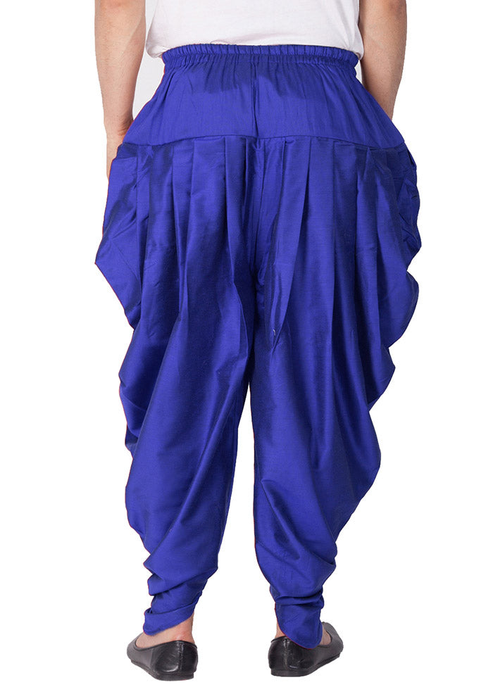 Royal Blue Cotton Solid Dhoti - Indian Silk House Agencies