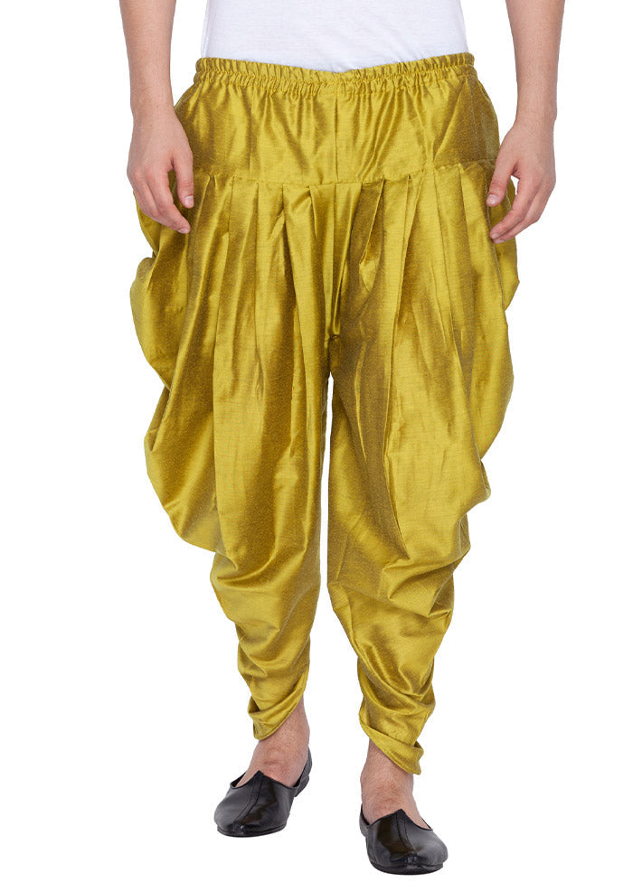 Golden Cotton Solid Dhoti - Indian Silk House Agencies