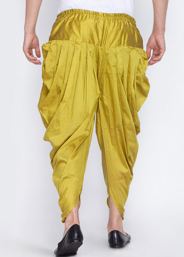 Golden Cotton Solid Dhoti - Indian Silk House Agencies