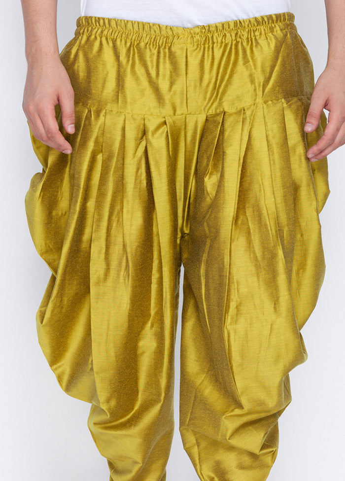 Golden Cotton Solid Dhoti - Indian Silk House Agencies