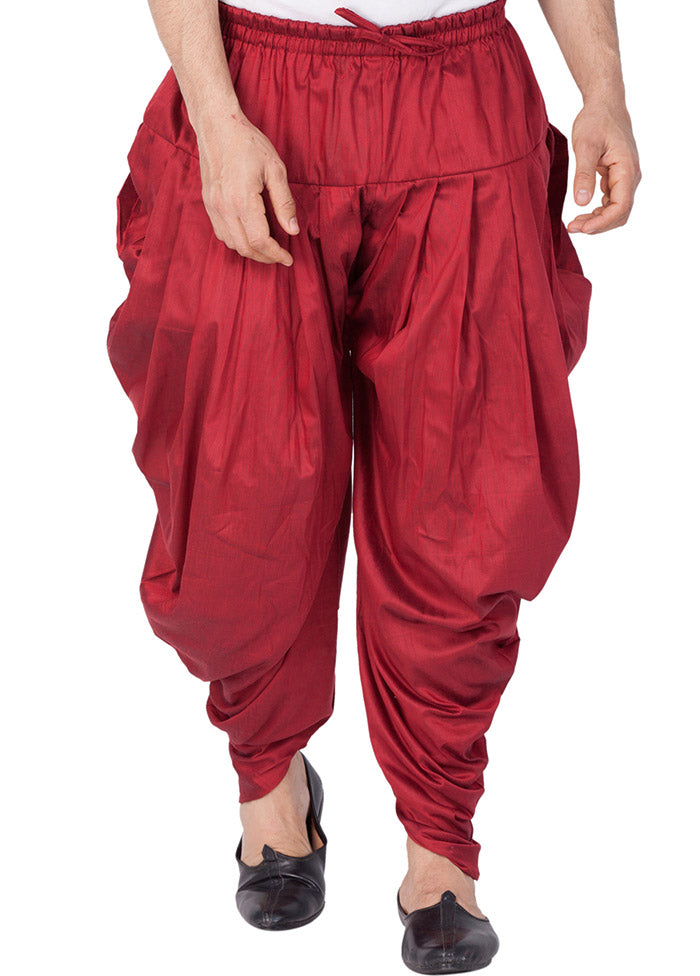 Maroon Cotton Solid Dhoti - Indian Silk House Agencies