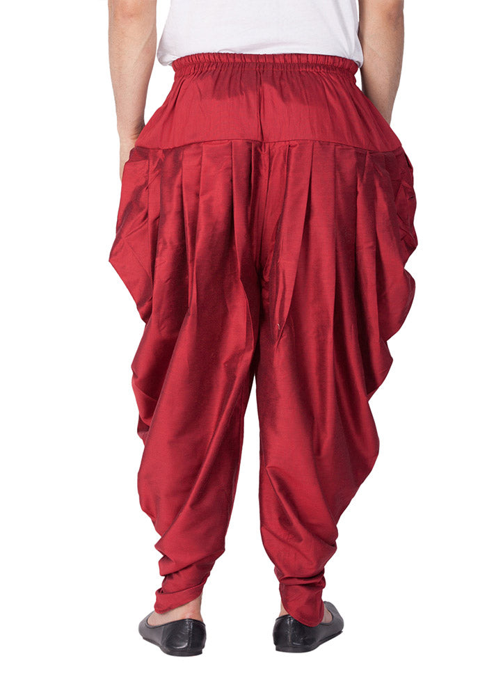 Maroon Cotton Solid Dhoti - Indian Silk House Agencies