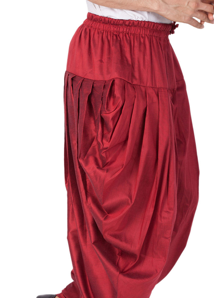 Maroon Cotton Solid Dhoti - Indian Silk House Agencies