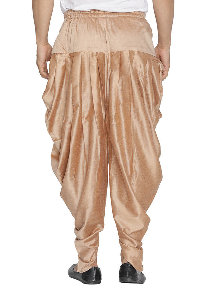 Rose Gold Cotton Solid Dhoti - Indian Silk House Agencies