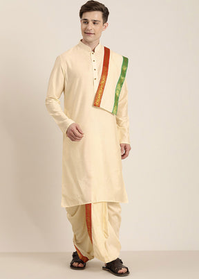 3 Pc Cream Viscose Ethnic Wear