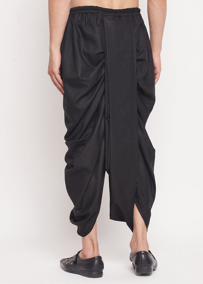 Black Cotton Solid Dhoti - Indian Silk House Agencies