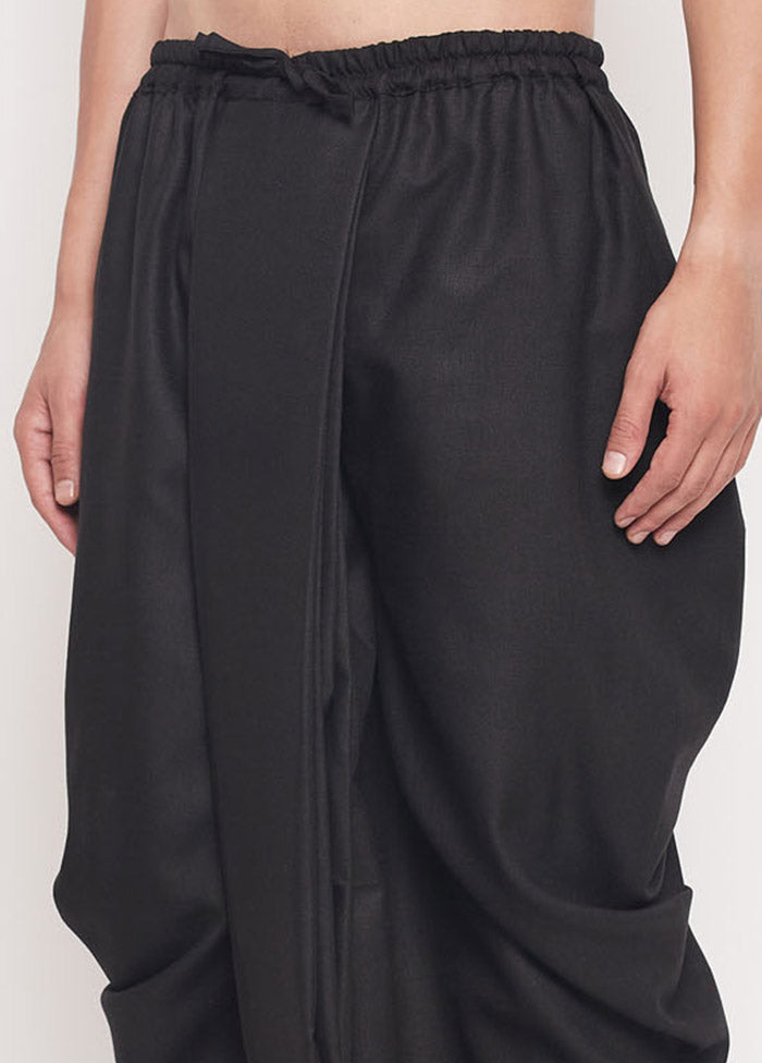 Black Cotton Solid Dhoti - Indian Silk House Agencies