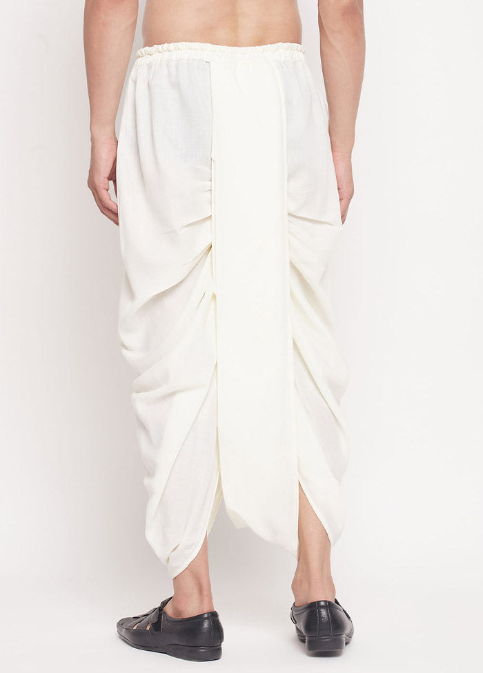 Cream Cotton Solid Dhoti - Indian Silk House Agencies