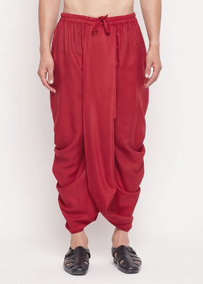 Maroon Cotton Solid Dhoti - Indian Silk House Agencies