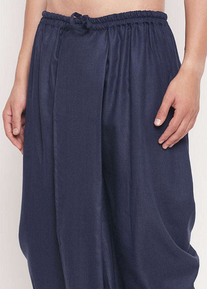 Navy Blue Cotton Solid Dhoti - Indian Silk House Agencies