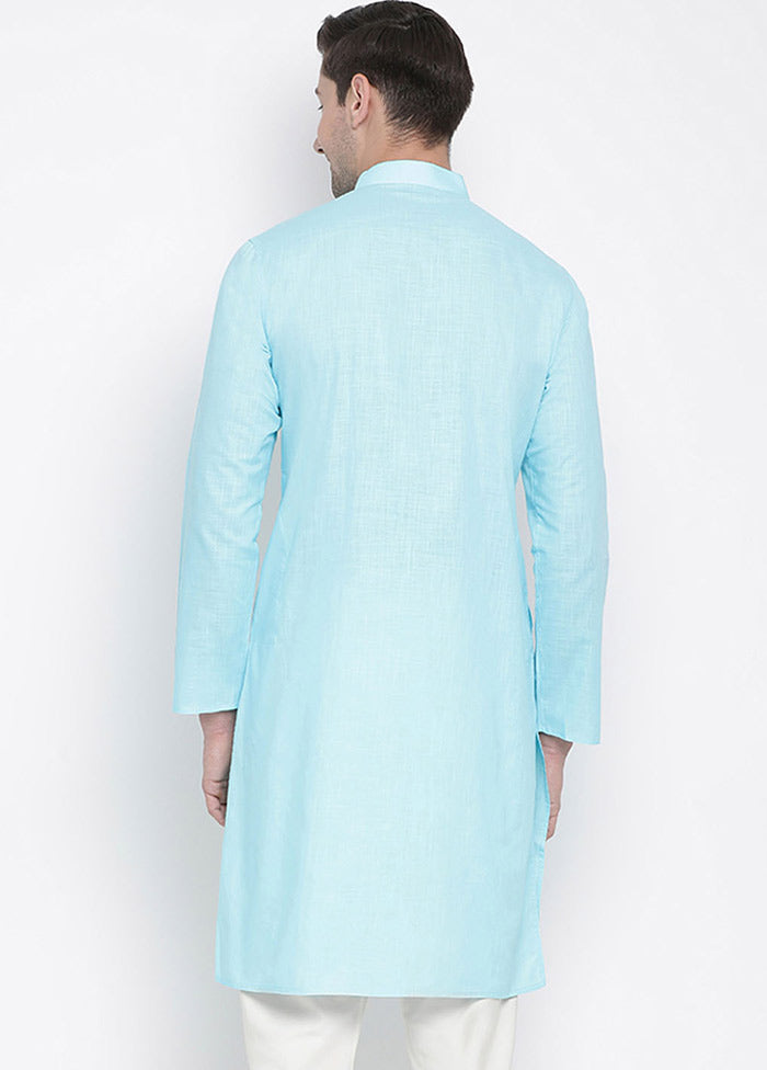 Aqua Cotton Solid Kurta VDVAS30062310 - Indian Silk House Agencies