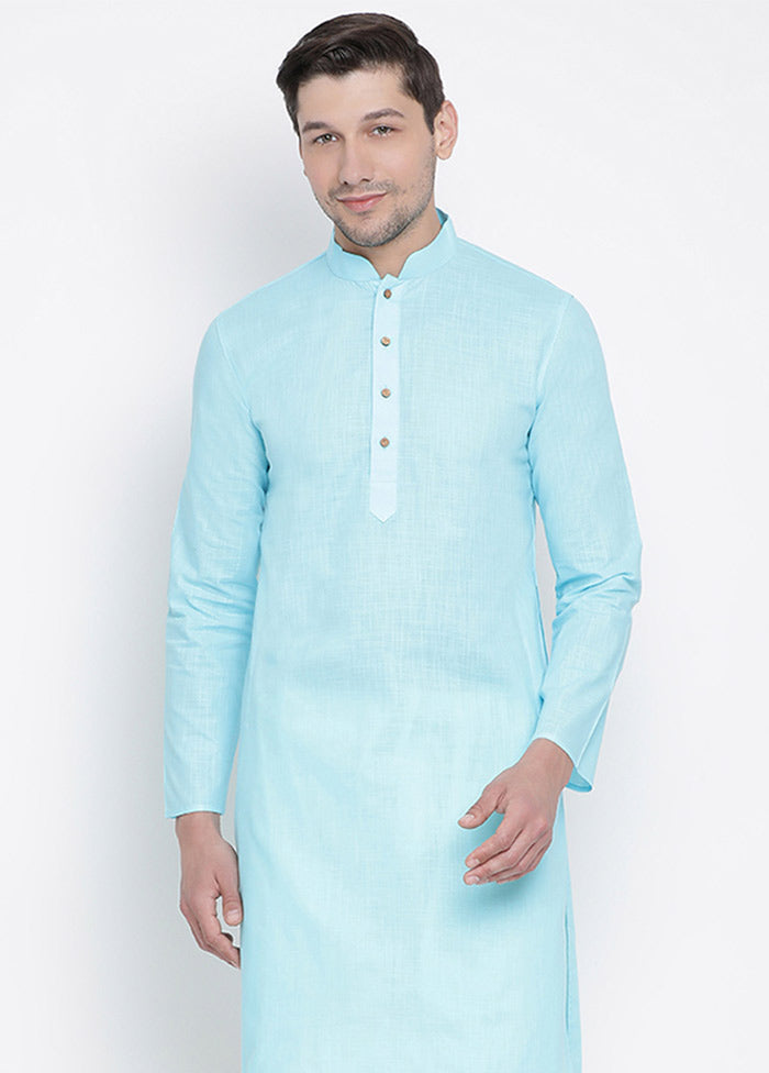 Aqua Cotton Solid Kurta VDVAS30062310 - Indian Silk House Agencies