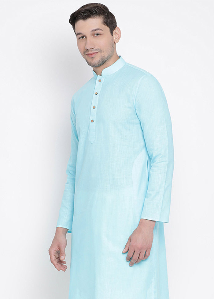 2 Pc Aqua Cotton Kurta With Beige Churidar VDVAS30062042 - Indian Silk House Agencies