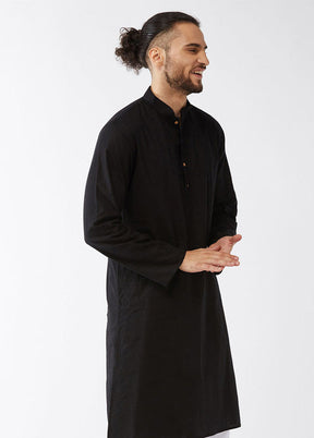 2 Pc Black Cotton Kurta With White Churidar VDVAS30062113 - Indian Silk House Agencies