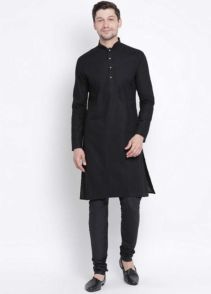 2 Pc Black Cotton Kurta With Black Churidar VDVAS30062044 - Indian Silk House Agencies