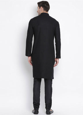 2 Pc Black Cotton Kurta With Black Churidar VDVAS30062044 - Indian Silk House Agencies