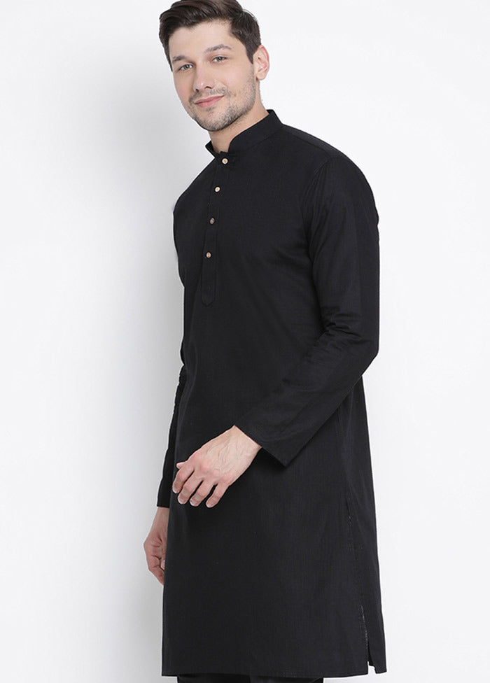 2 Pc Black Cotton Kurta With Black Churidar VDVAS30062044 - Indian Silk House Agencies