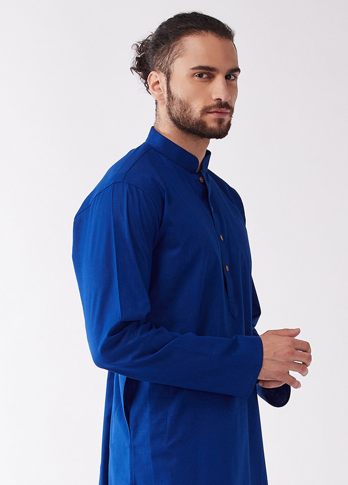 Blue Cotton Solid Kurta VDVAS30062309 - Indian Silk House Agencies