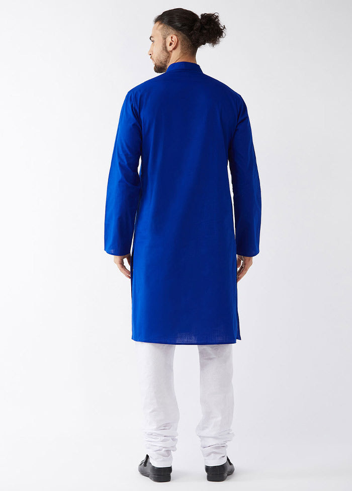 2 Pc Blue Cotton Kurta With White Churidar VDVAS30062112 - Indian Silk House Agencies