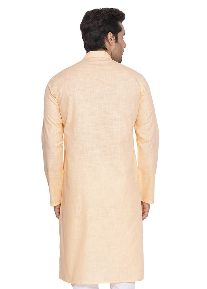 Light Orange Cotton Solid Kurta VDVAS30062312 - Indian Silk House Agencies