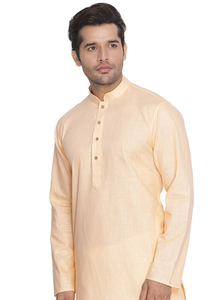 Light Orange Cotton Solid Kurta VDVAS30062312 - Indian Silk House Agencies