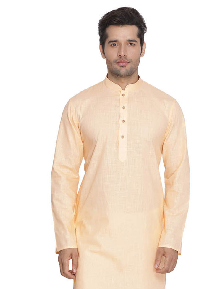 2 Pc Light Orange Cotton Kurta With White Churidar VDVAS30062059 - Indian Silk House Agencies