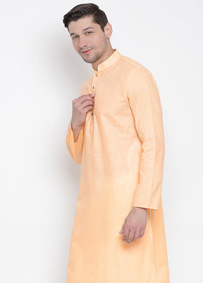 2 Pc Light Orange Cotton Kurta With Beige Churidar VDVAS30062047 - Indian Silk House Agencies