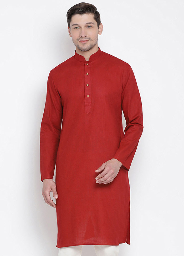 Maroon Cotton Solid Kurta VDVAS30062313 - Indian Silk House Agencies