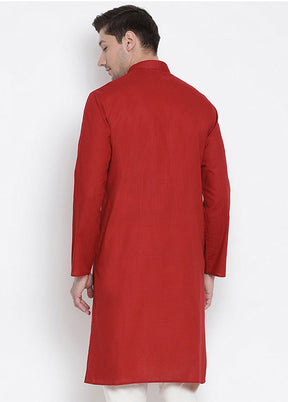 Maroon Cotton Solid Kurta VDVAS30062313 - Indian Silk House Agencies